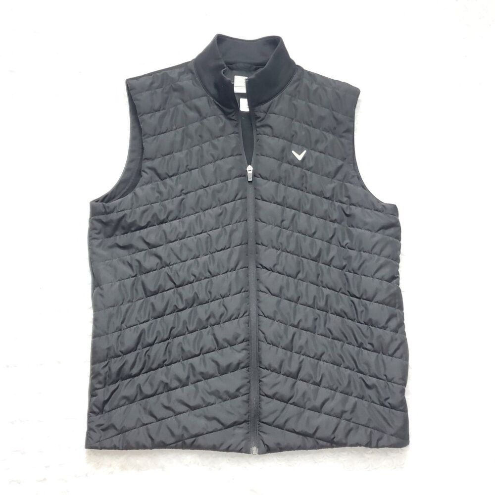 Callaway Golf Quilted Puffer Vest Mens M Black Full Zip Insulated Stretch